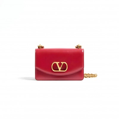 VALENTINO SMALL VALENTINO GARAVANI VAIN SHOULDER BAG IN SHINY CALFSKIN 6W0B0R17GCB_0RO (19.5*13*7cm)